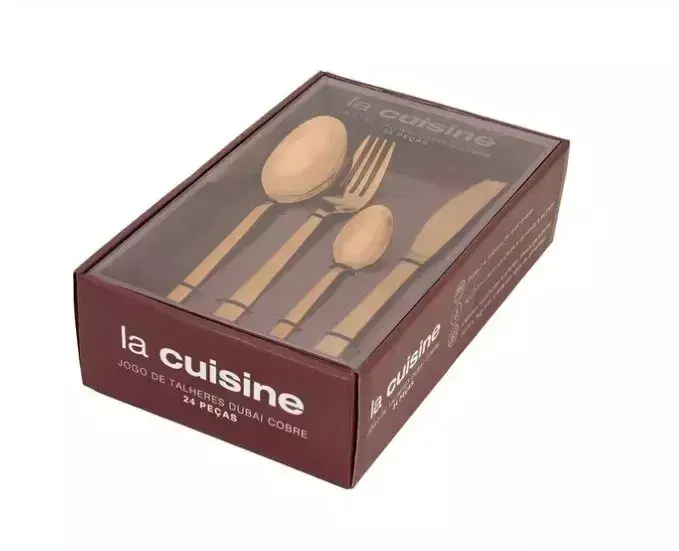 Faqueiro La Cuisine Inox Dubai Cobre 24 Peças Luxo