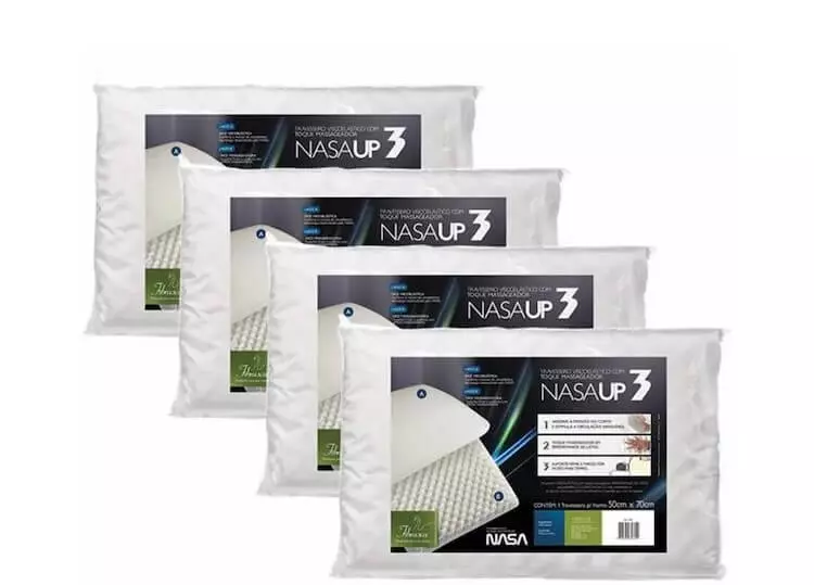 Kit 4 peças travesseiro nasaUP 3 para fronhas 50 x 70 cm 12 cm Fibrasca