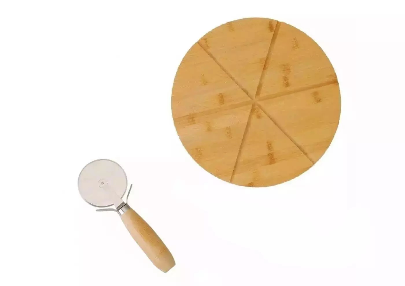 Tábua Para Pizza E Cortador Bambu La Cuisine