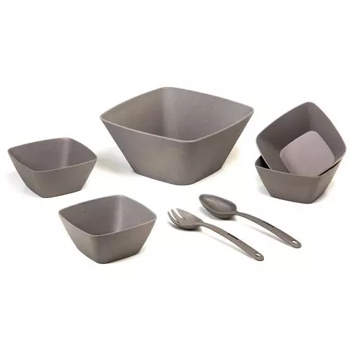 Saladeira Fibra de Bambu com 7 Pçs Cinza La Cuisine