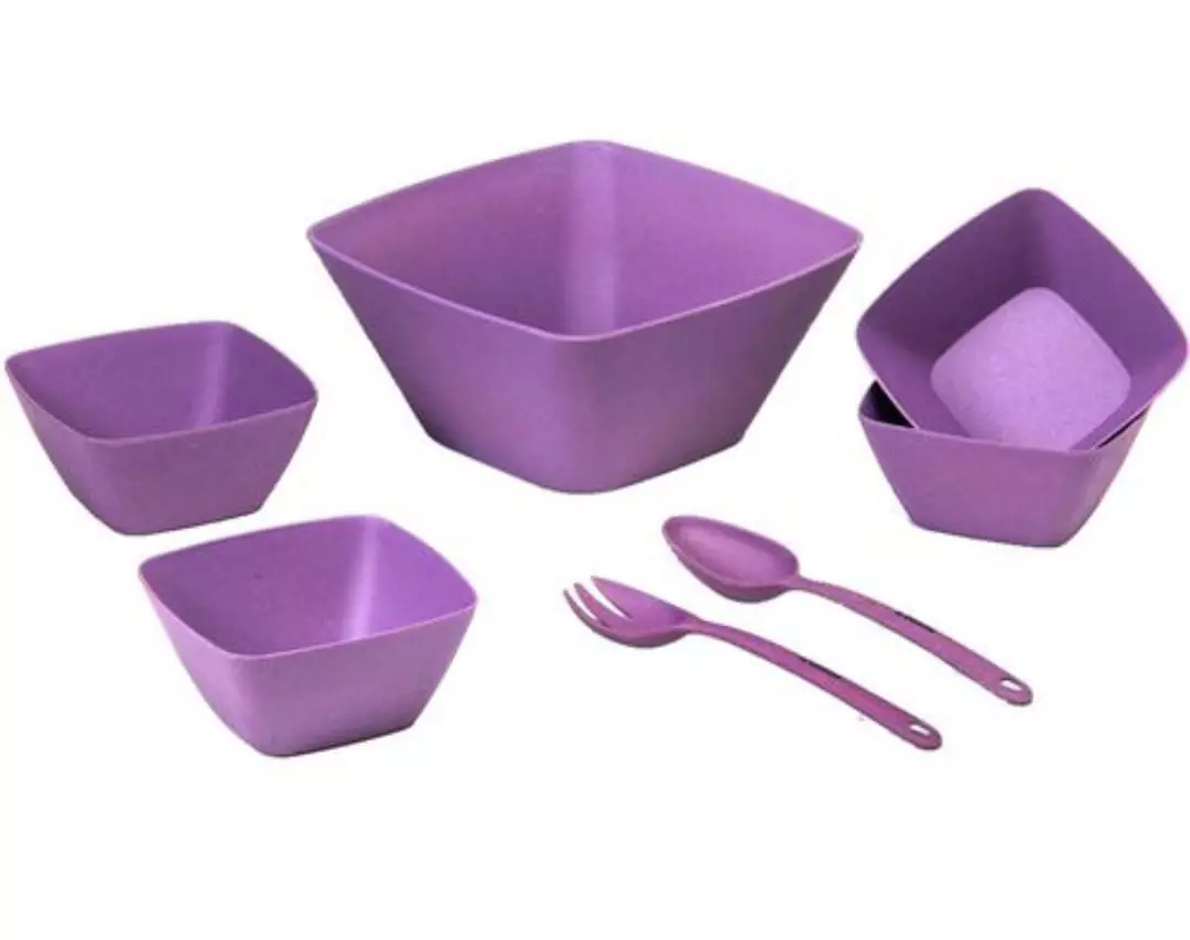 Saladeira Fibra de Bambu com 7 Pçs Lilas La Cuisine