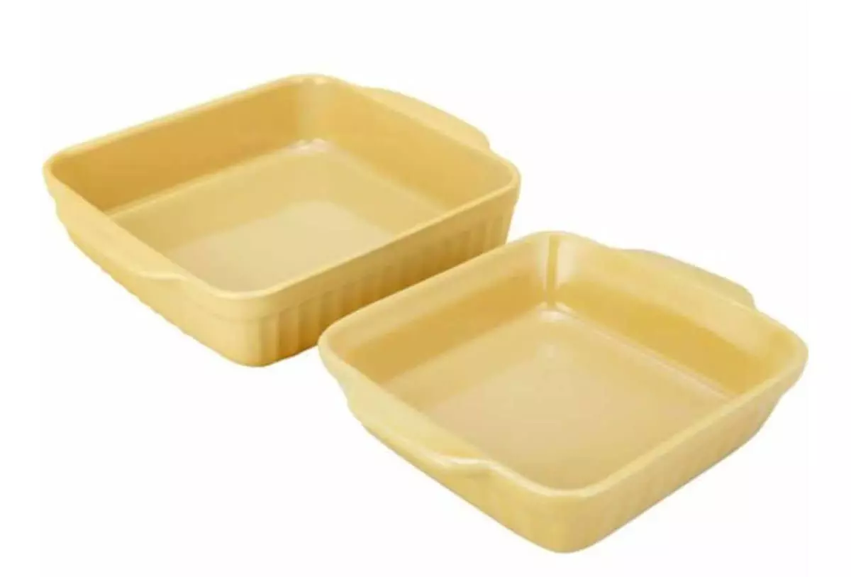 Assadeiras de Cerâmica Amarelo 19x19 e 23x23 cm 2pç