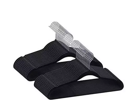 Conjunto de Cabide Aveludado Preto 50Pçs Fun Clean