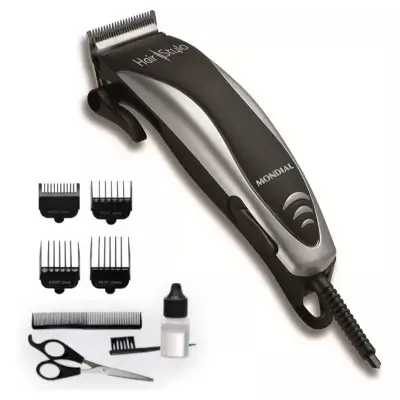 Máquina de Cortar Cabelo Mondial Hair Stylo CR-02 4 com Pentes - Prata/Preta